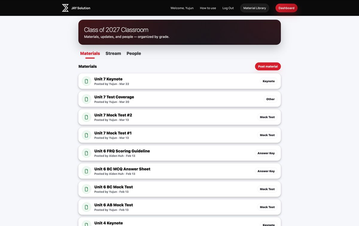 JAY Solution — project by Yujun Piao
